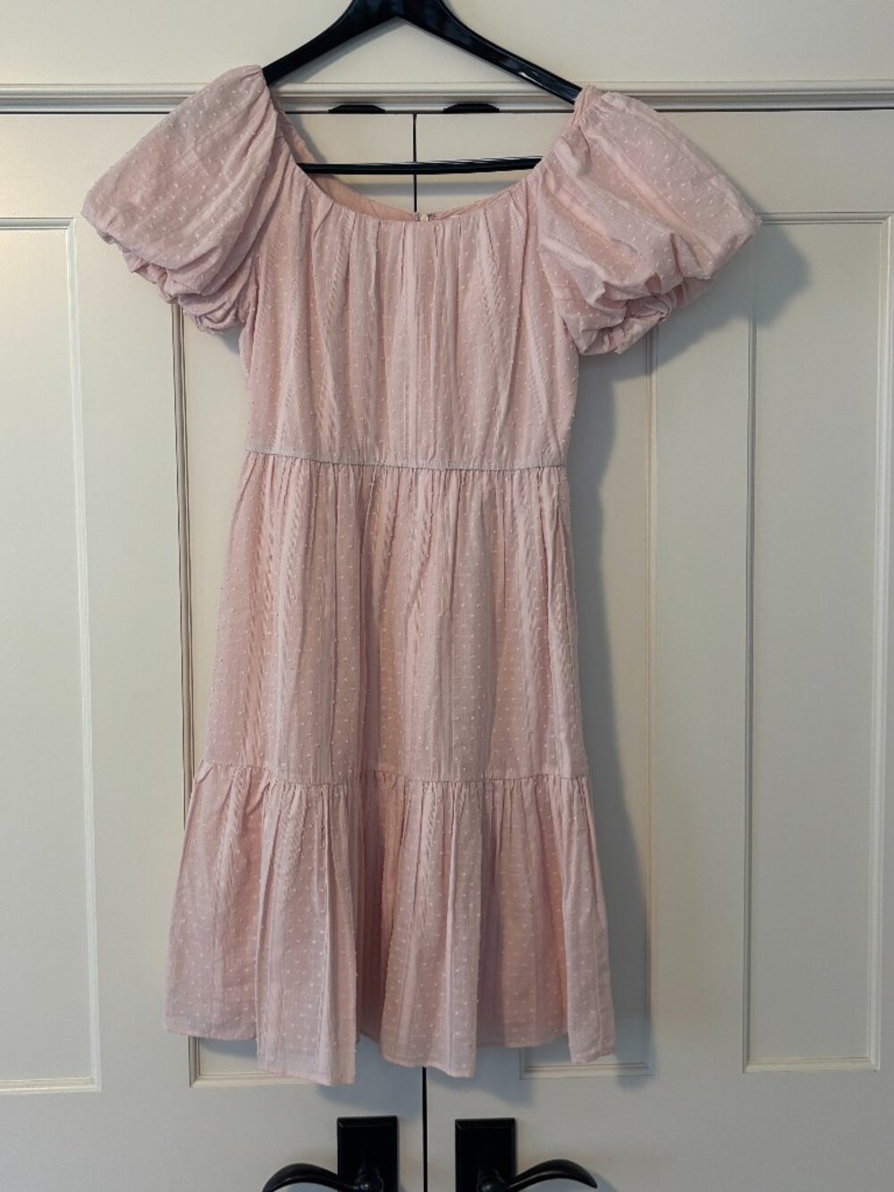 Calvin Klein Puff-Sleeve Pink Cotton Dress - Womens Size 6